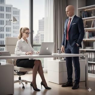 Visite surprise du DG Michel dans mon bureau, je mouille encore